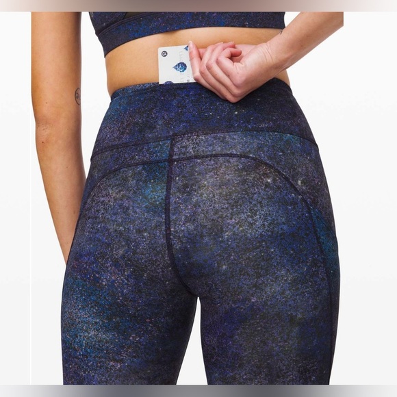 Lululemon Fast and Free High-Rise Crop II – Polar Lights Blue Multi – Size 6 - Picture 2 of 4